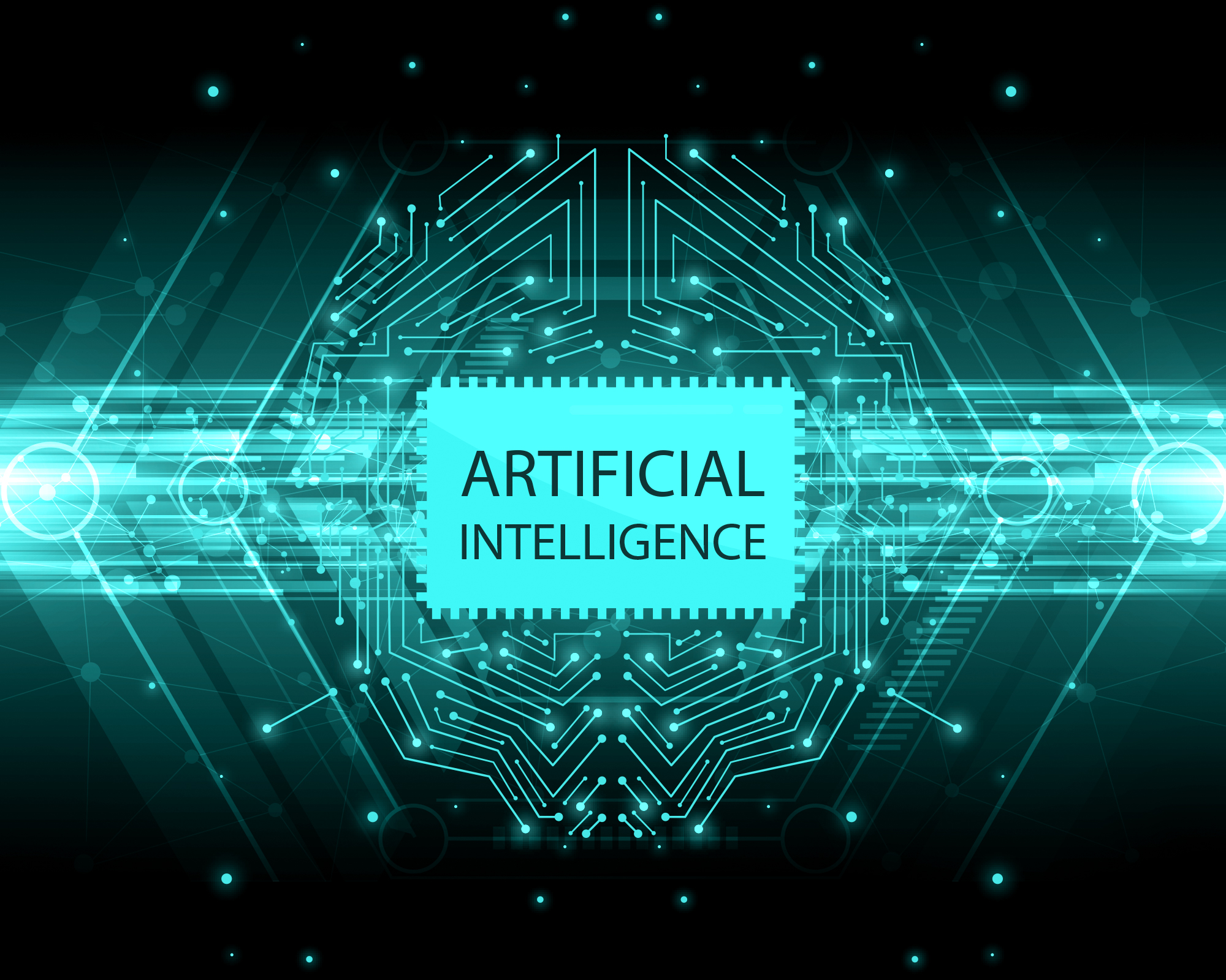 Abstract artificial intelligence circuit graphic
