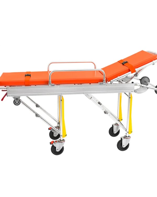 Patient transfer stretcher on wheels