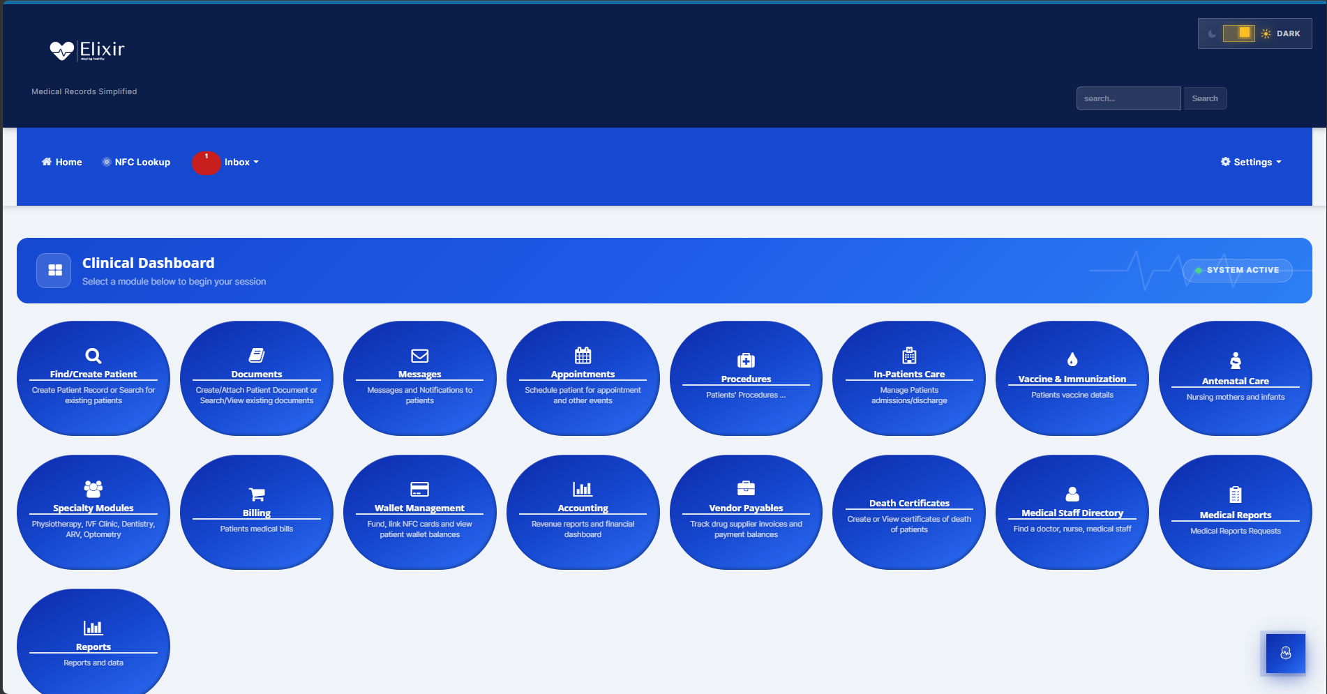 Elixir clinical dashboard